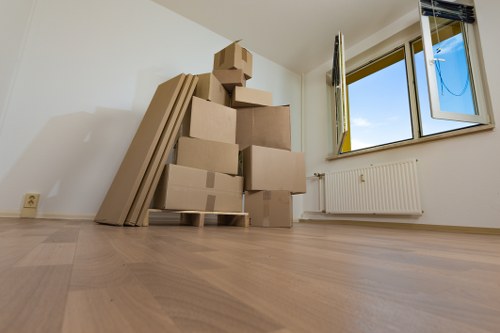 Boxes and moving equipment for Brentford removals in a residential setting