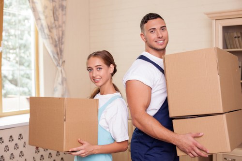 A well-organized move in Brentford with boxes ready for unloading